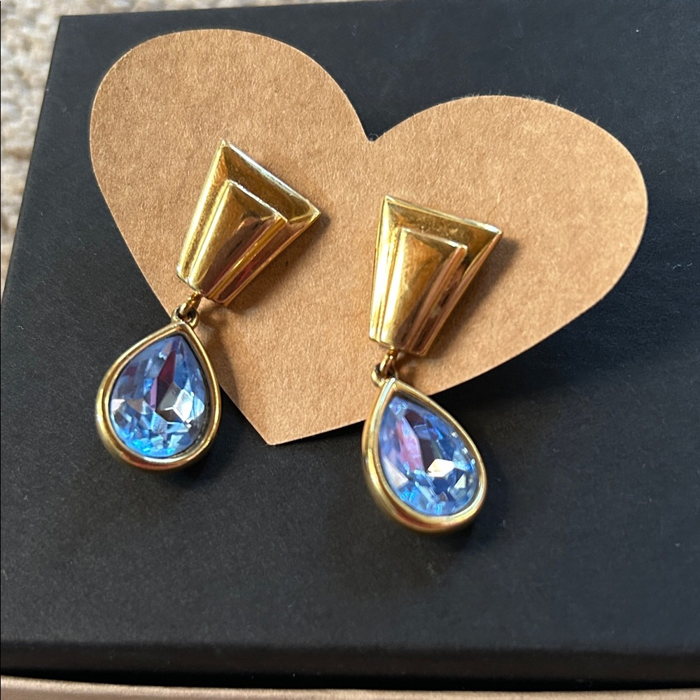 MONET Gold and Blue Teardrop Earrings